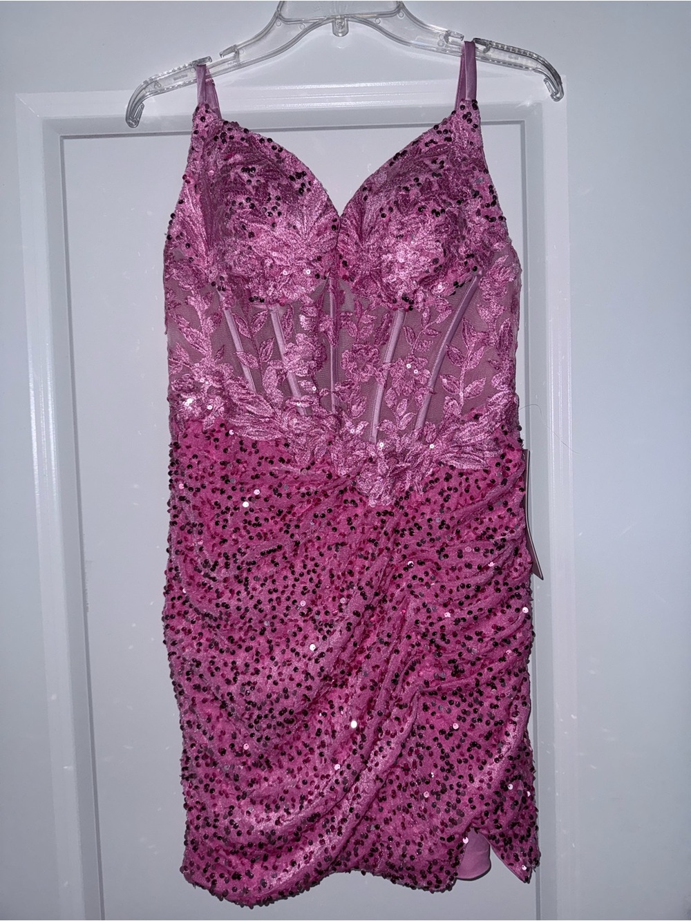 Wear Your Love Pink Lace Homecoming or Prom Dress with Sequins size Small